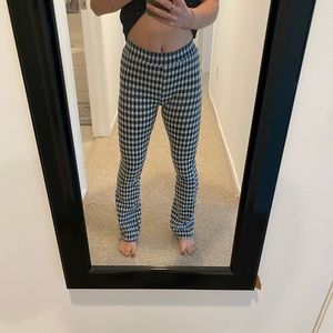 High waisted plaid kick flare pant